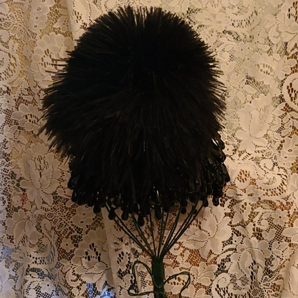 Vintage Jack McConnell Beaded and Feather Pom Pom